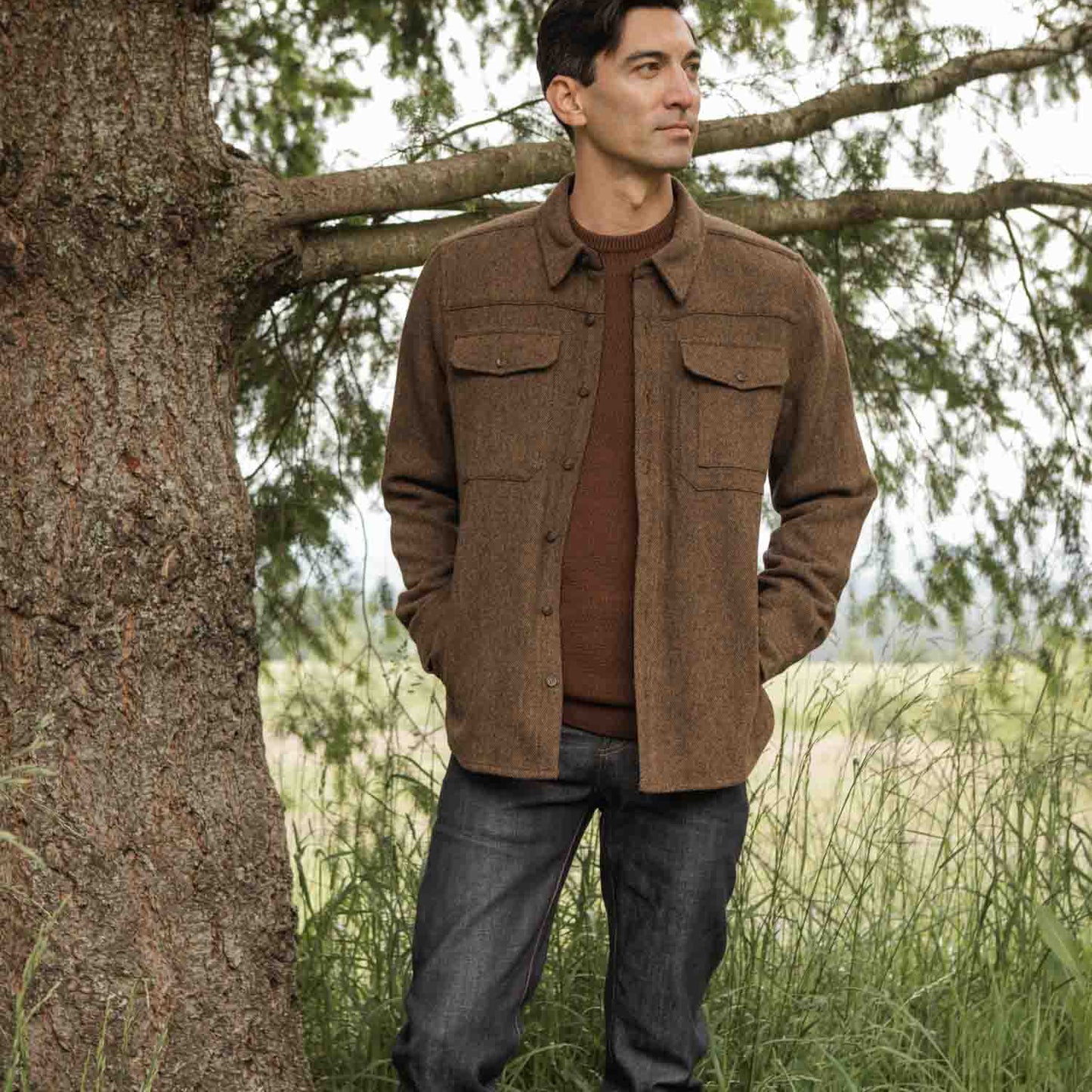 Bridge & Burn Fielding Tawny Tweed Shirt Jacket