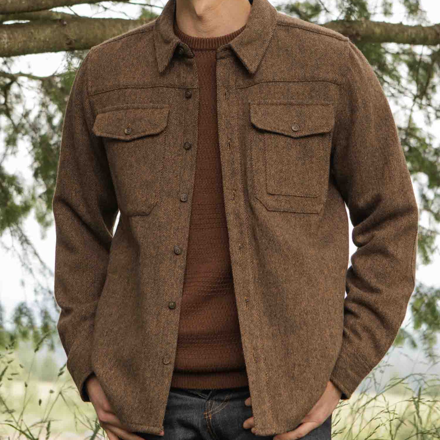 Bridge & Burn Fielding Tawny Tweed Shirt Jacket