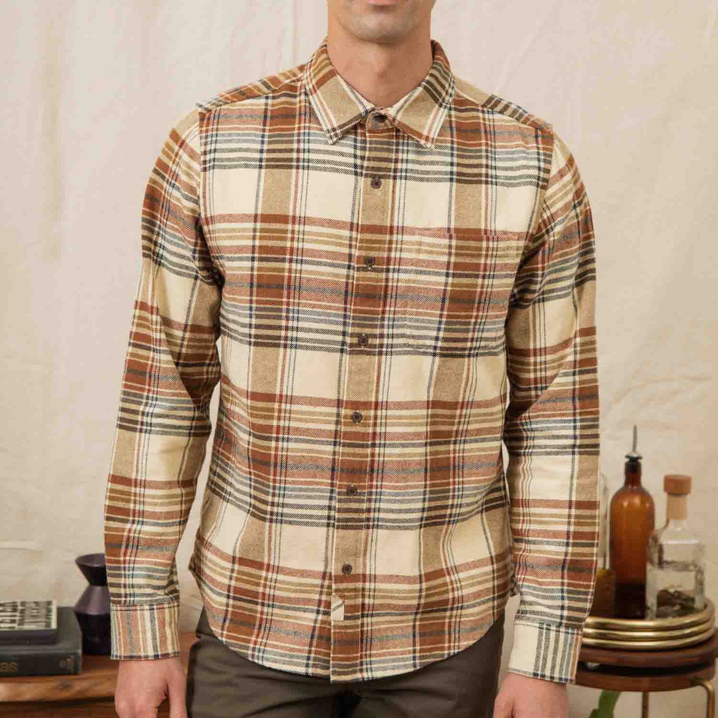 Bridge & Burn Latte Plaid Larson Shirt