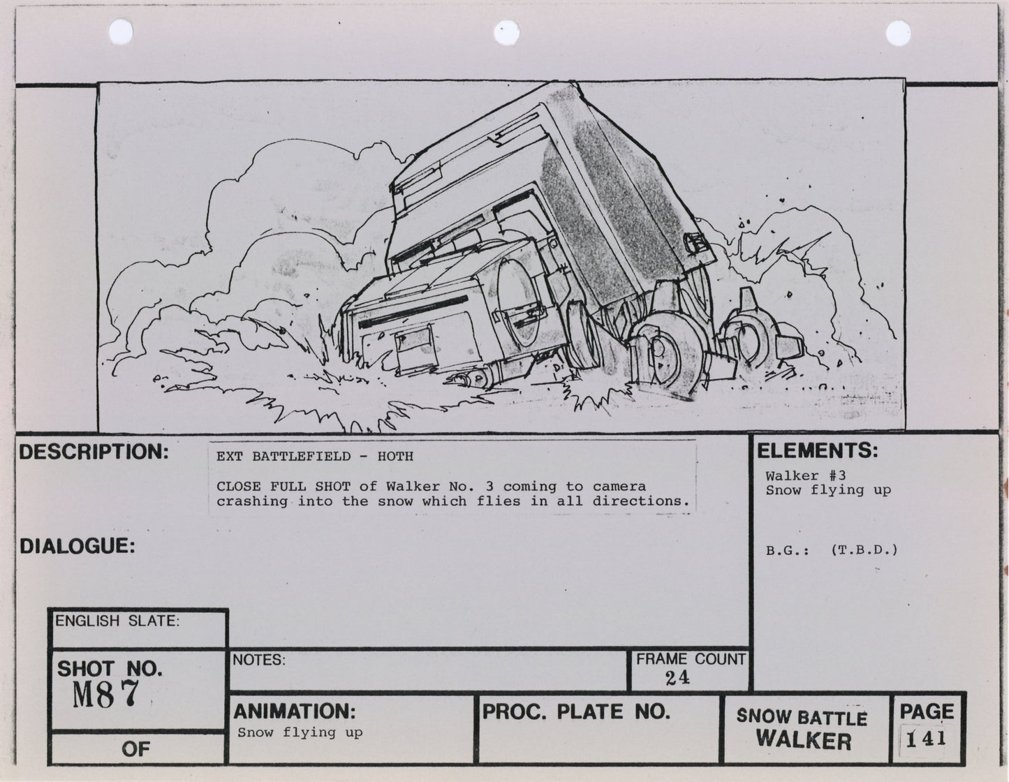 Empire Strikes Back VFX Storyboard: Snow Battle 87