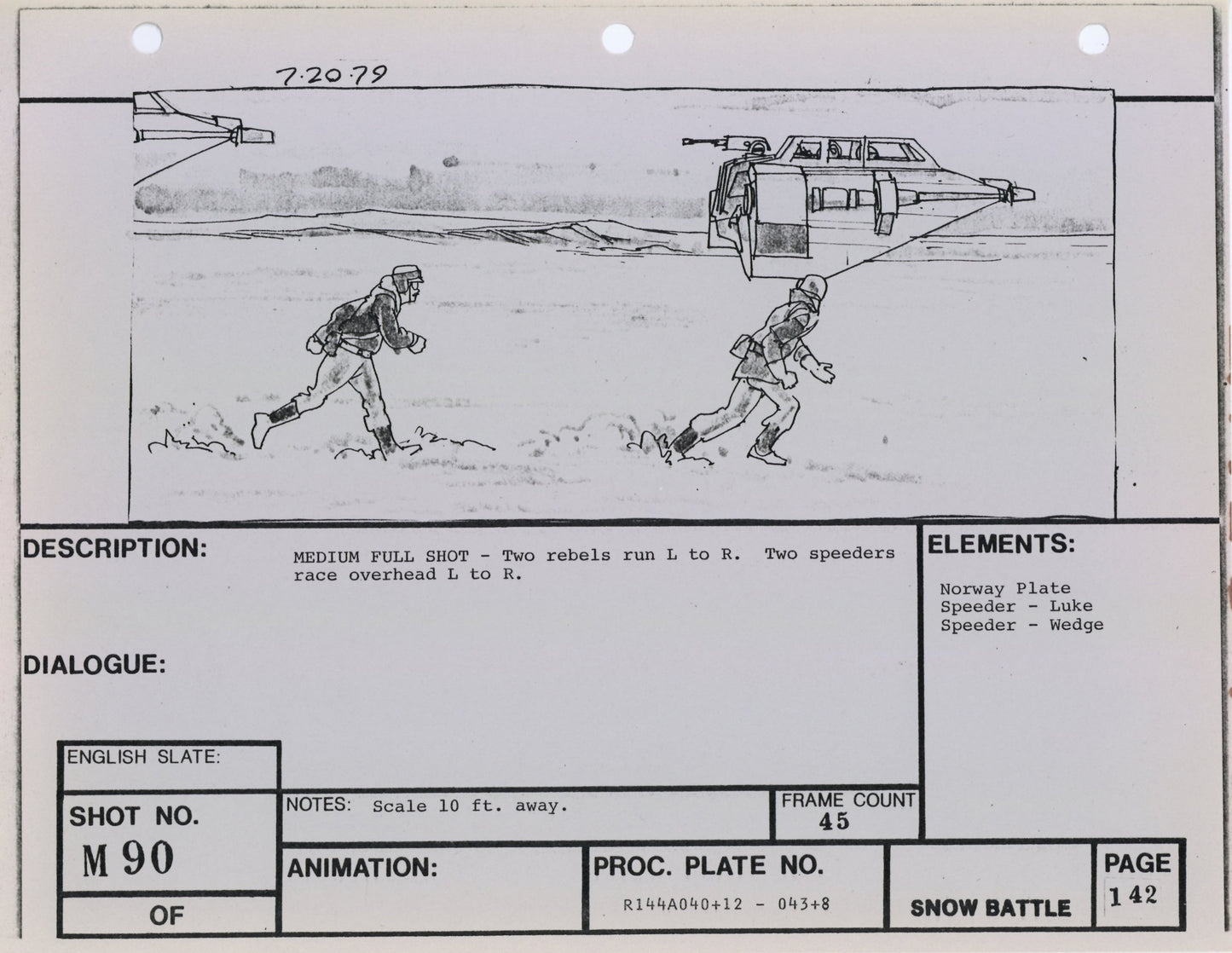 Empire Strikes Back VFX Storyboard: Snow Battle 90