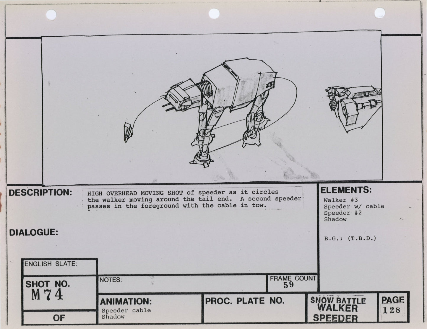 Empire Strikes Back VFX Storyboard: Snow Battle 74