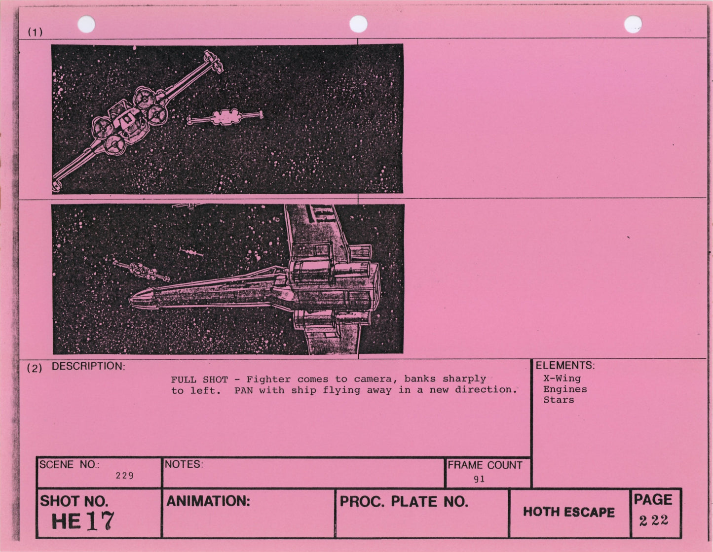 Empire Strikes Back VFX Storyboard: Hoth Escape 17