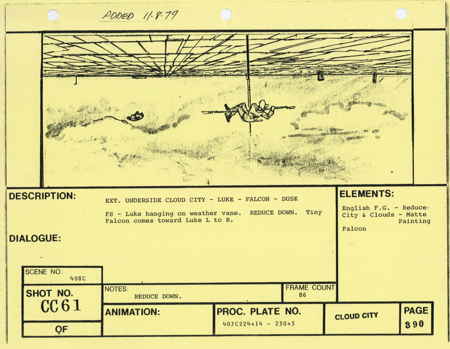 Empire Strikes Back VFX Storyboard: Cloud City 61