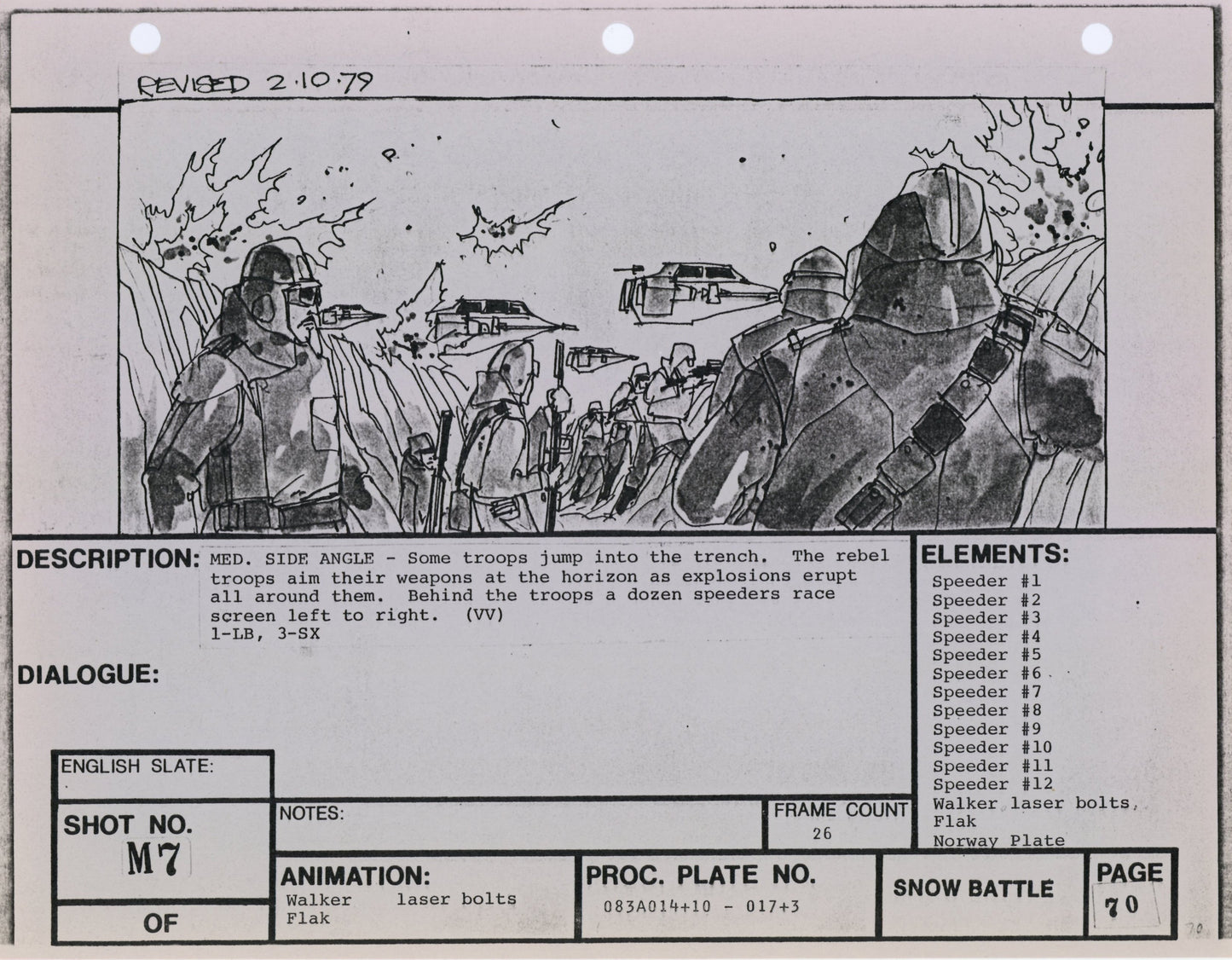Empire Strikes Back VFX Storyboard: Snow Battle 7