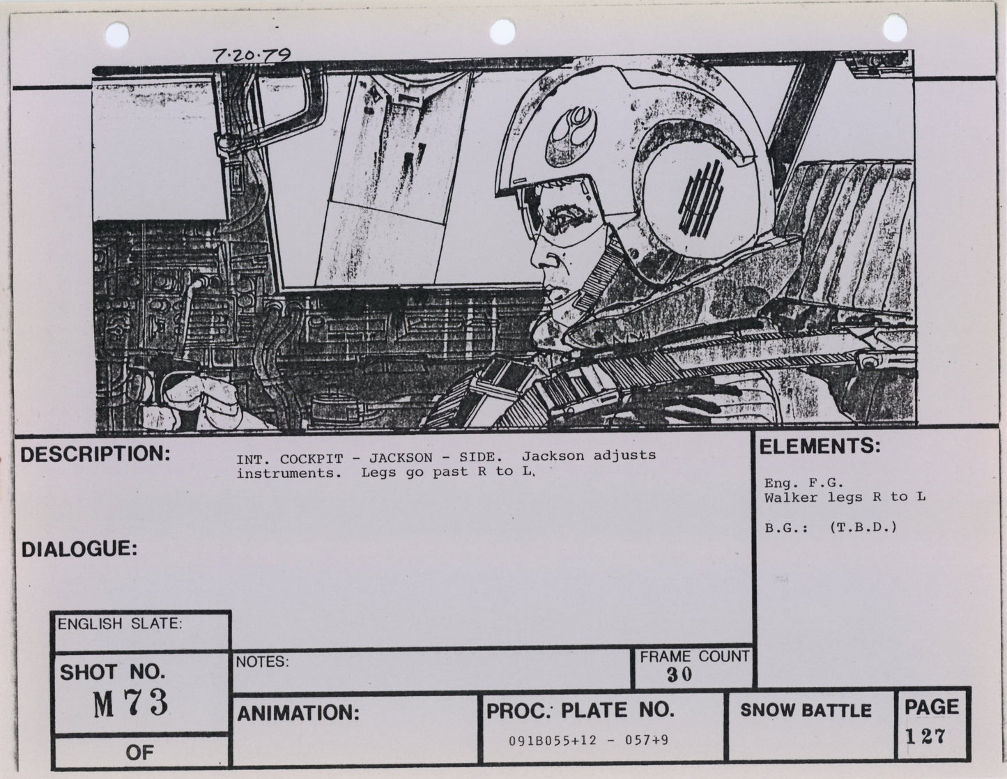 Empire Strikes Back VFX Storyboard: Snow Battle 73