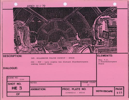 Empire Strikes Back VFX Storyboard: Hoth Escape 3