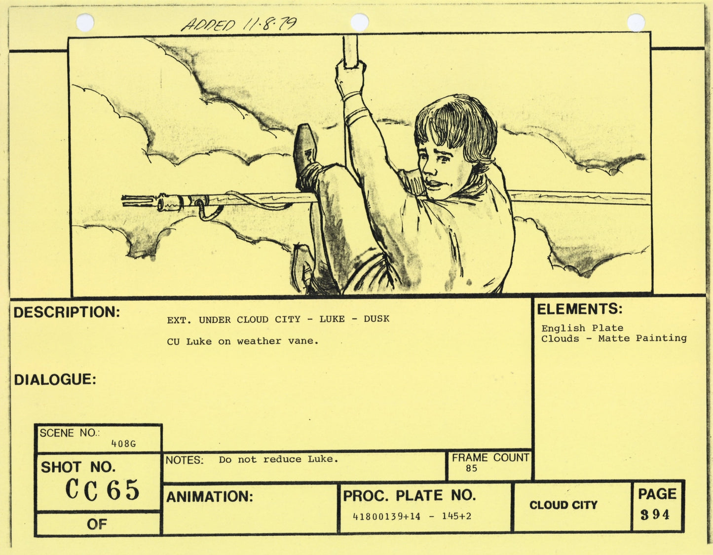 Empire Strikes Back VFX Storyboard: Cloud City 65