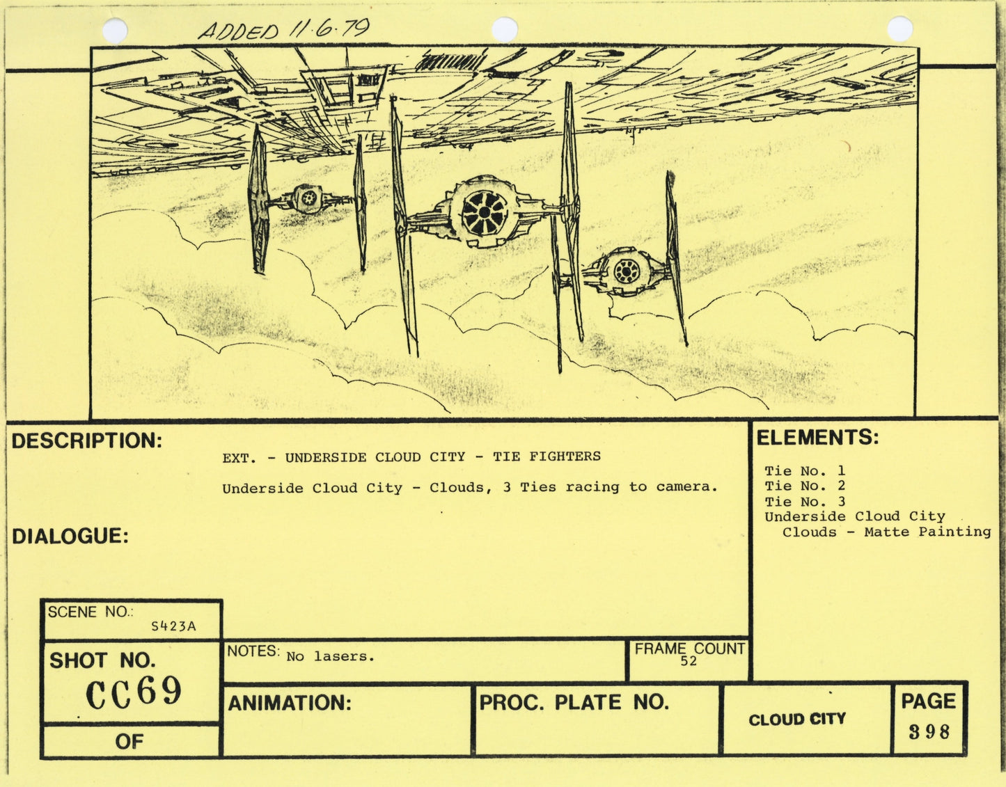 Empire Strikes Back VFX Storyboard: Cloud City 69