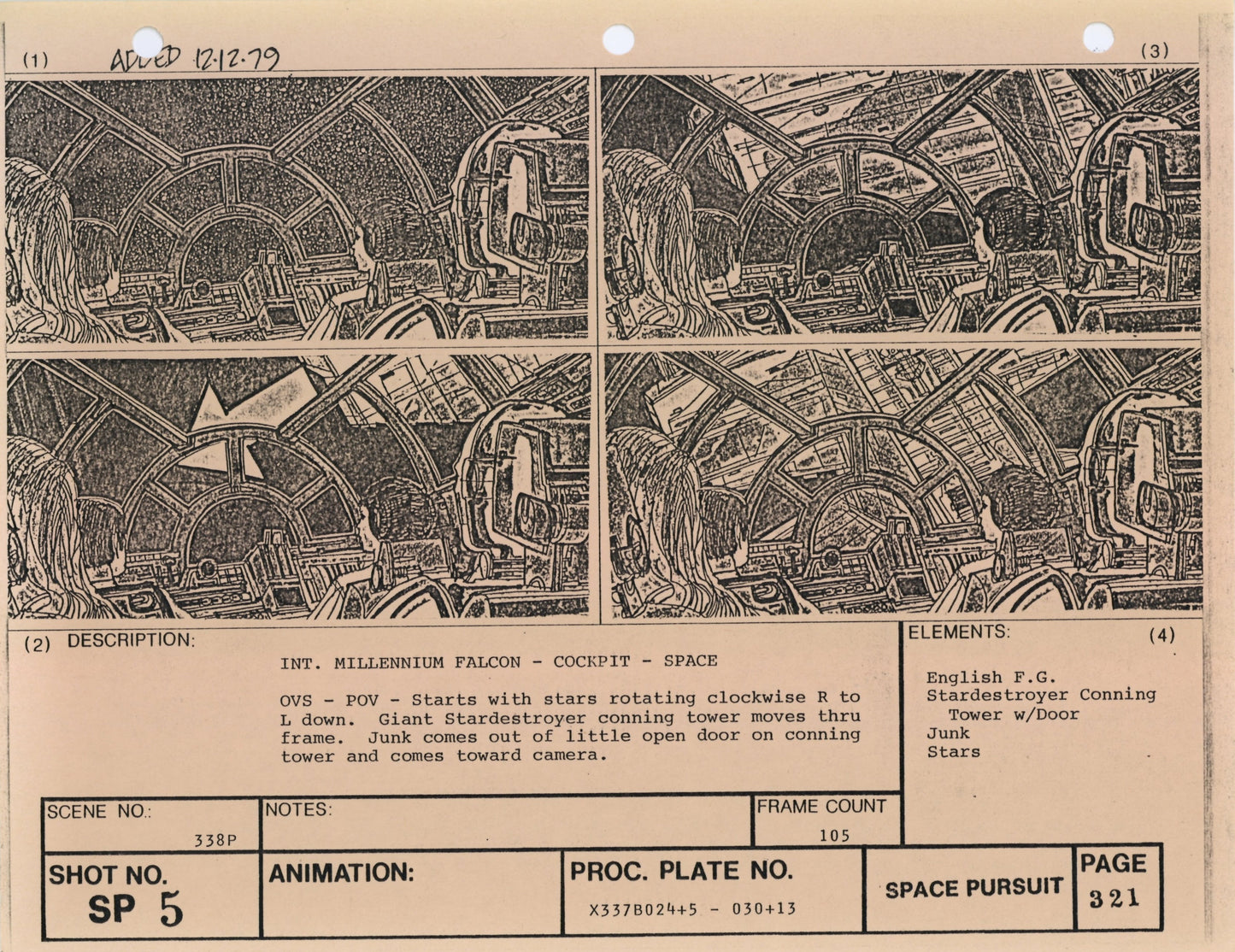 Empire Strikes Back VFX Storyboard: Space Pursuit 5