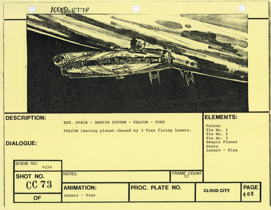 Empire Strikes Back VFX Storyboard: Cloud City 73