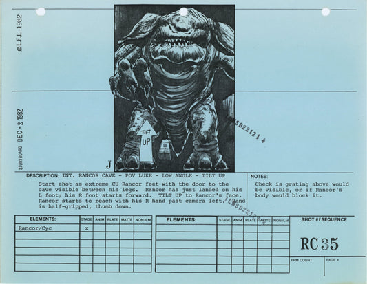 Star Wars: Return of the Jedi - VFX Storyboard: Rancor Cave 35