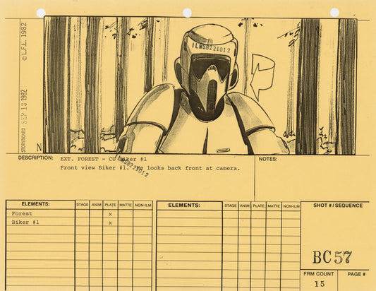 Star Wars: Return of the Jedi - Photostat Storyboard: Bike Chase 57