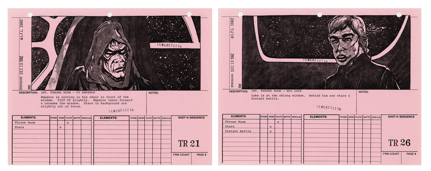 Return of the Jedi VFX Storyboard Pair - Throne Room 21+26