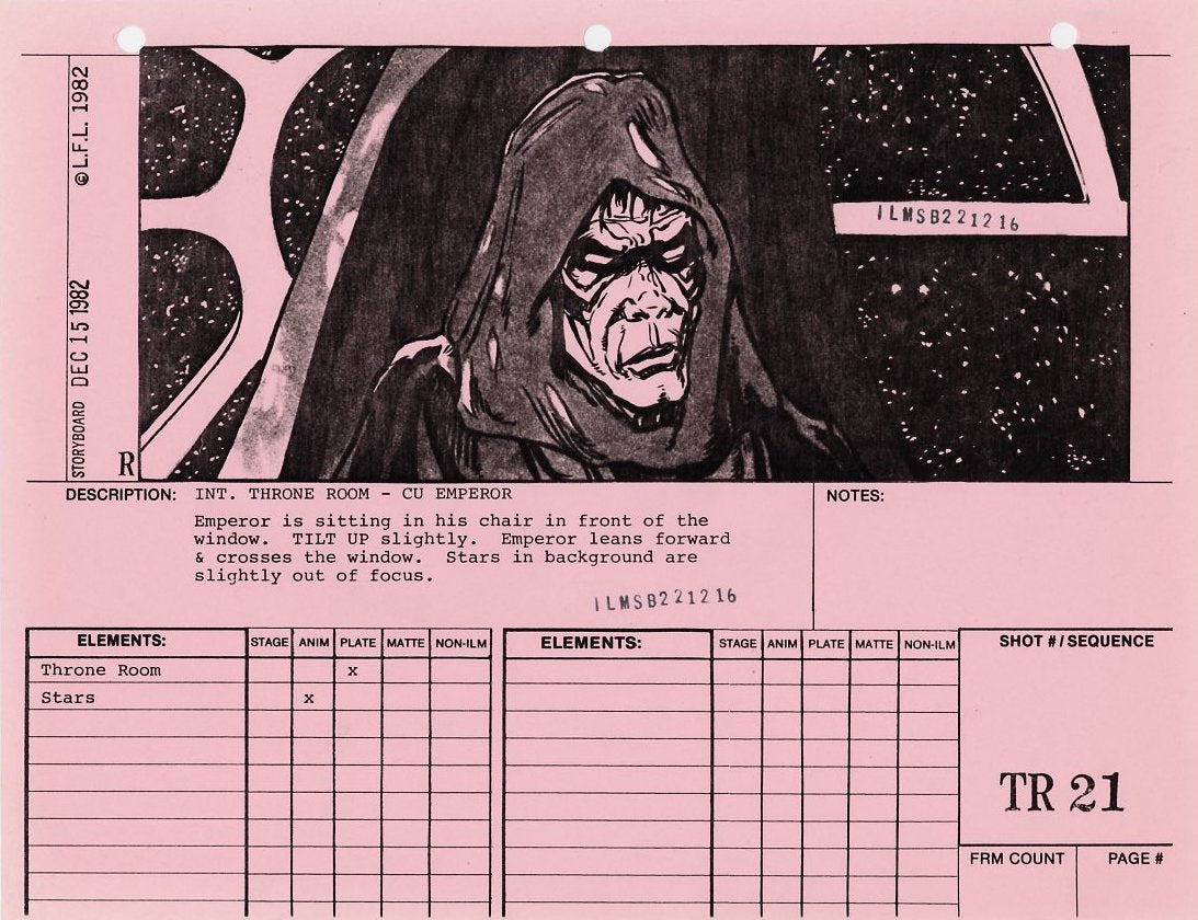 Return of the Jedi VFX Storyboard Pair - Throne Room 21+26