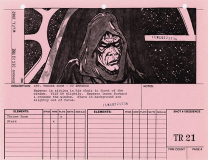 Return of the Jedi VFX Storyboard Pair - Throne Room 21+26