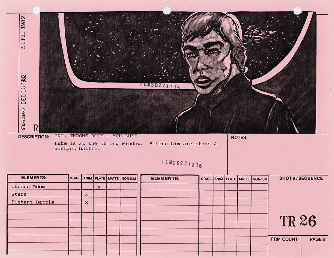 Return of the Jedi VFX Storyboard Pair - Throne Room 21+26