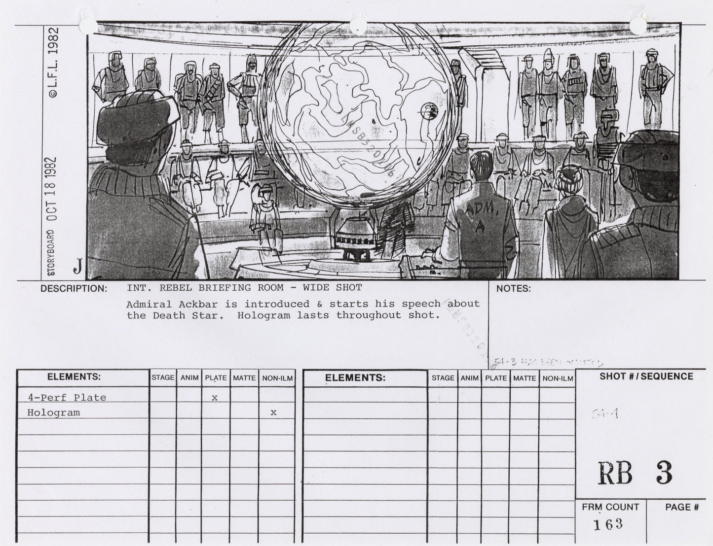 Star Wars: Return of the Jedi - VFX Storyboard: Rebel Briefing 3