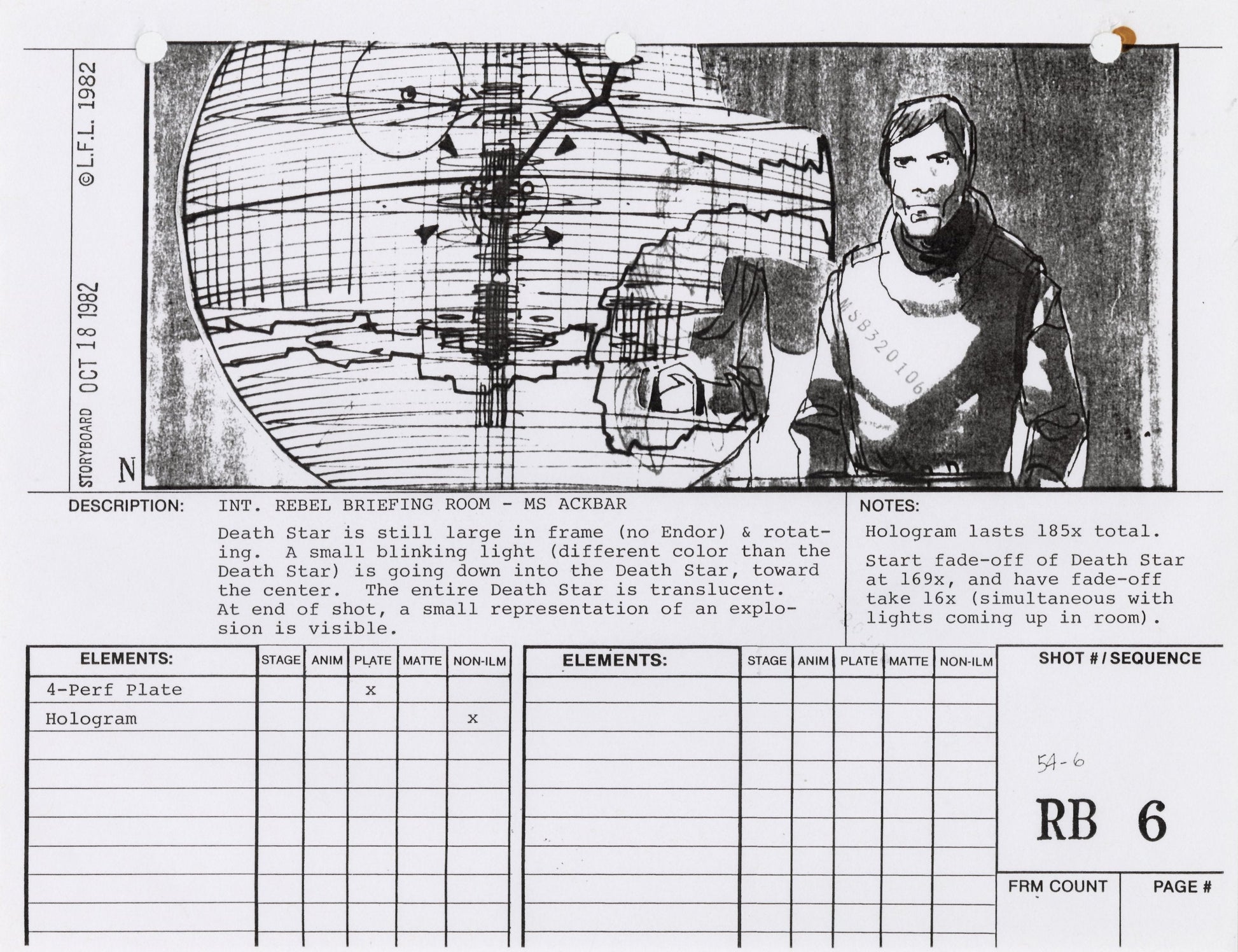 Star Wars: Return of the Jedi - VFX Storyboard: Rebel Briefing 6