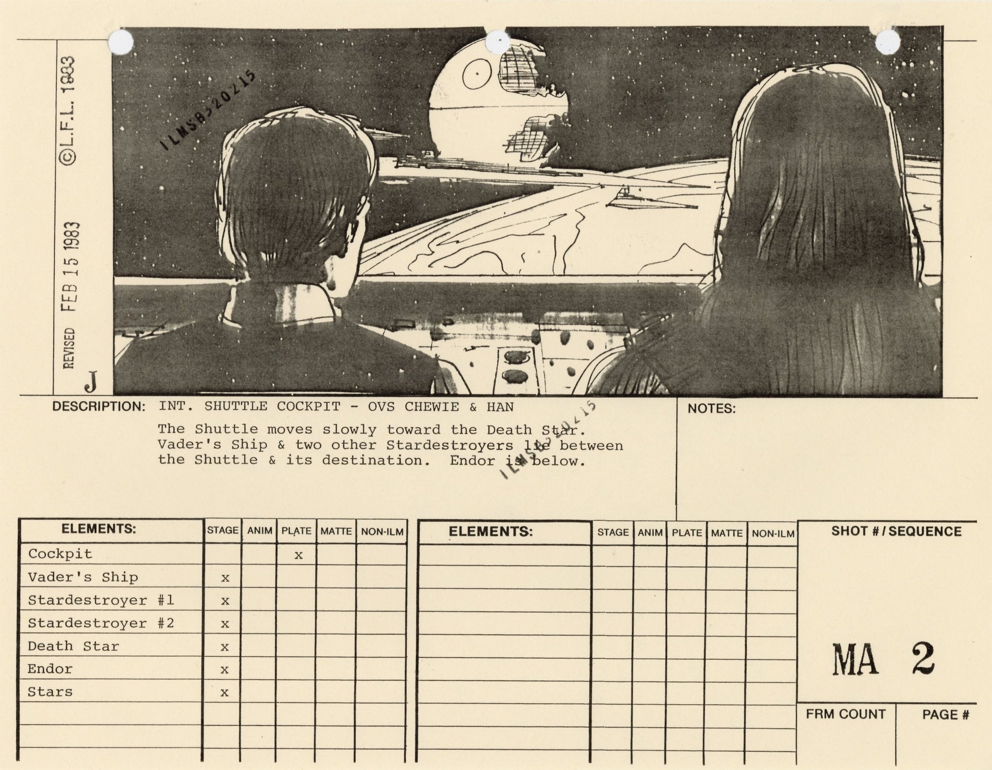 Star Wars: Return of the Jedi - VFX Storyboard: Moon Approach 2