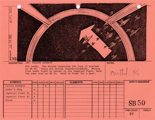 Star Wars: Return of the Jedi - VFX Storyboard: Space Battle 50 (OMITTED SCENE)