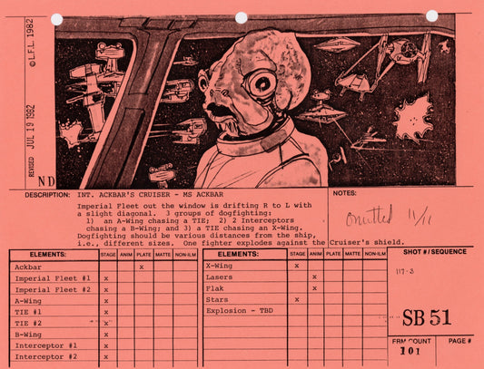 Star Wars: Return of the Jedi - VFX Storyboard: Space Battle 51 (OMITTED SCENE)
