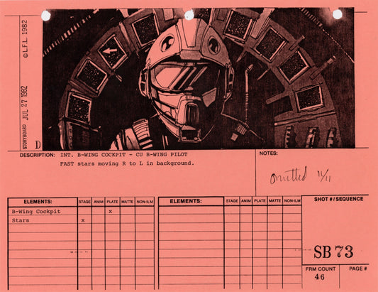 Star Wars: Return of the Jedi - VFX Storyboard: Space Battle 73 (OMITTED SCENE)