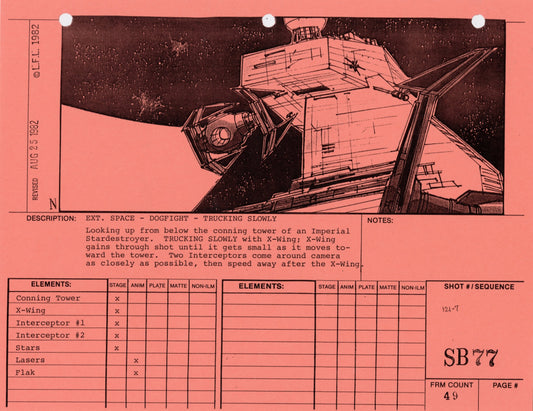 Star Wars: Return of the Jedi - VFX Storyboard: Space Battle 77