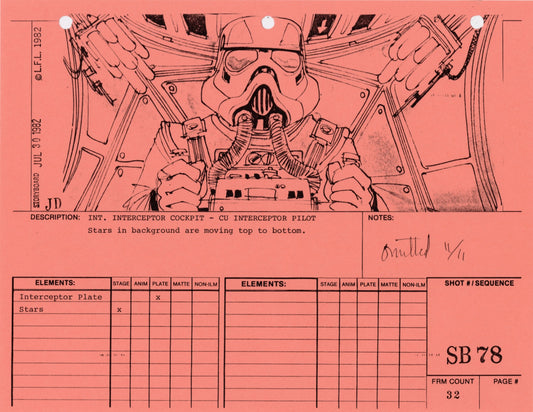Star Wars: Return of the Jedi - VFX Storyboard: Space Battle 78 (OMITTED SCENE)