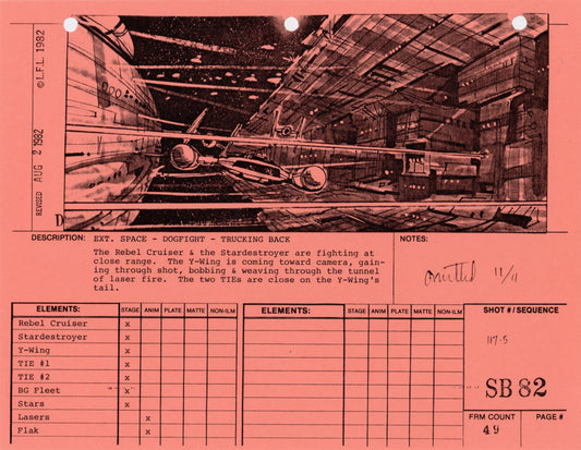 Star Wars: Return of the Jedi - VFX Storyboard: Space Battle 82 (OMITTED SCENE)