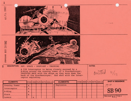 Star Wars: Return of the Jedi - VFX Storyboard: Space Battle 90 (OMITTED SCENE)