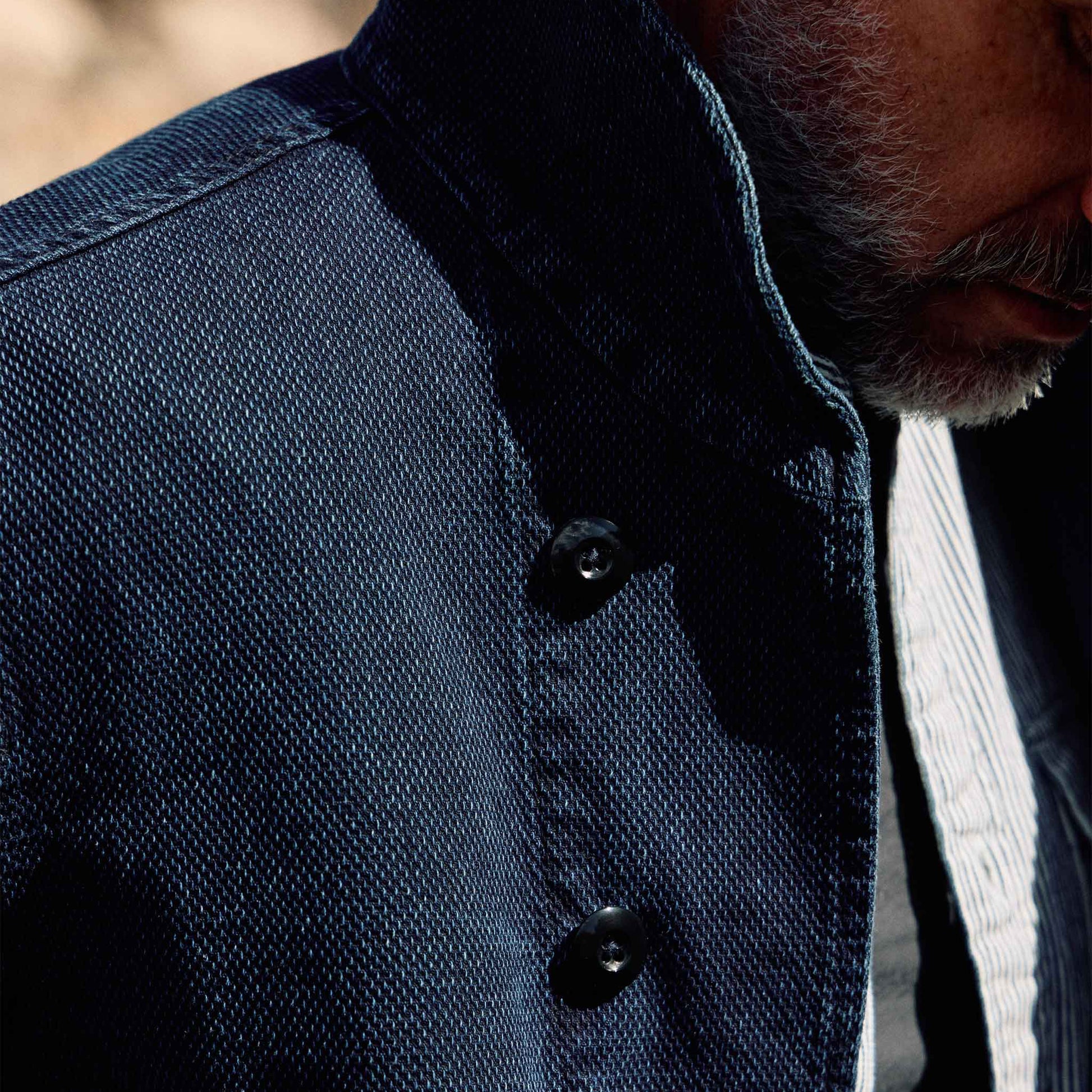 Cliff Indigo Dobby Shawl Jacket in Dark Wash