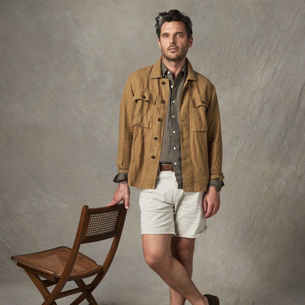Rivay Linen Correspondent Jacket in Dark Wheat