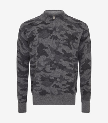 Asher Golf Sero Cashmere Quarter Zip Charcoal Camo