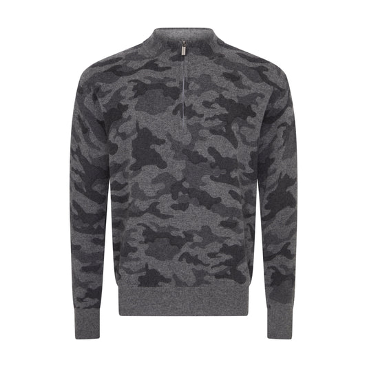 Asher Golf Sero Cashmere Quarter Zip Charcoal Camo