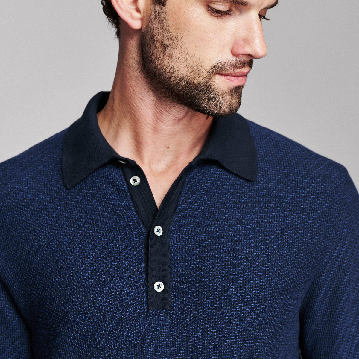 Billy Reid Step Jacquard Sweater Polo