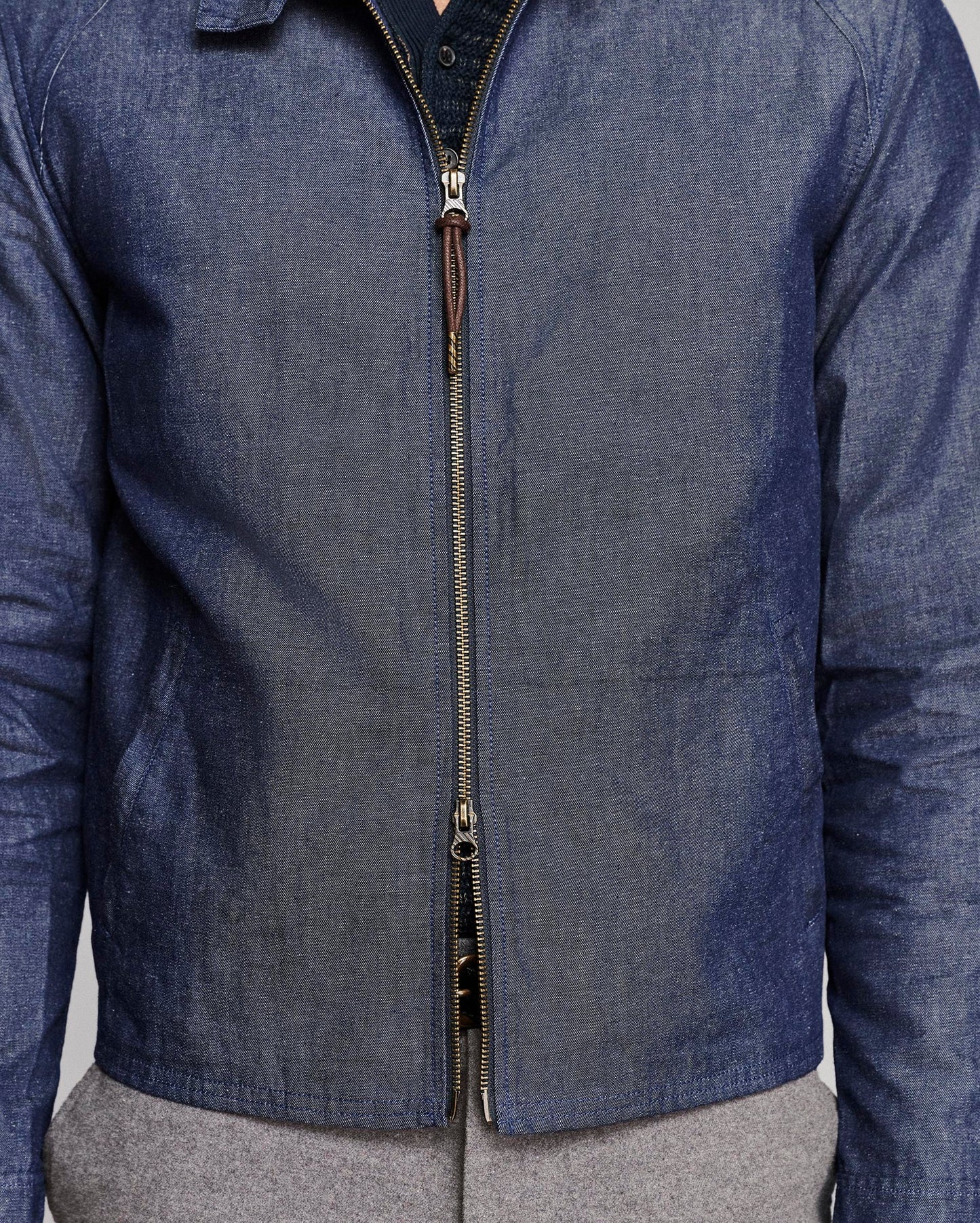 Billy Reid Waxed Denim Harrington Jacket