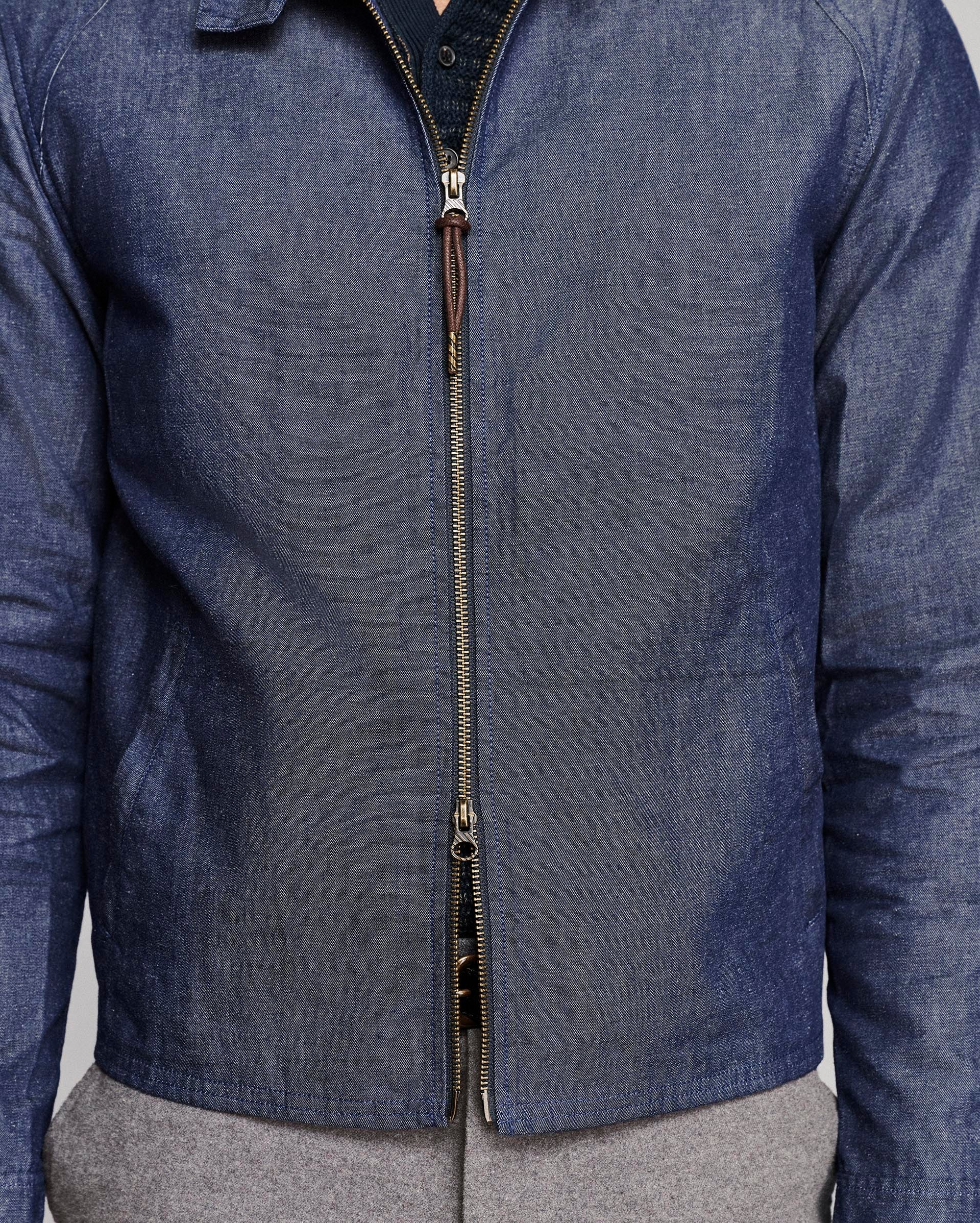 Billy Reid Waxed Denim Harrington Jacket