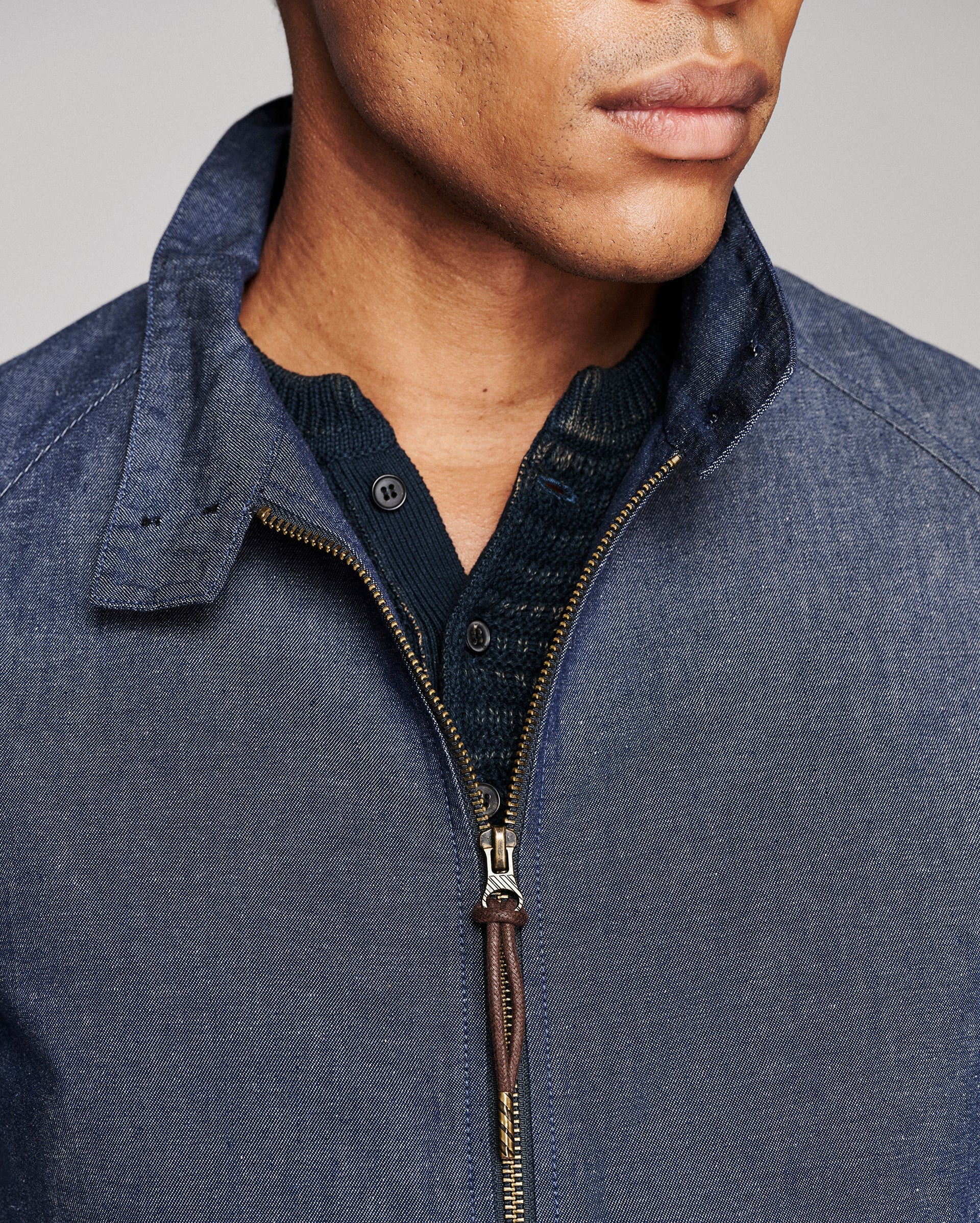 Billy Reid Waxed Denim Harrington Jacket