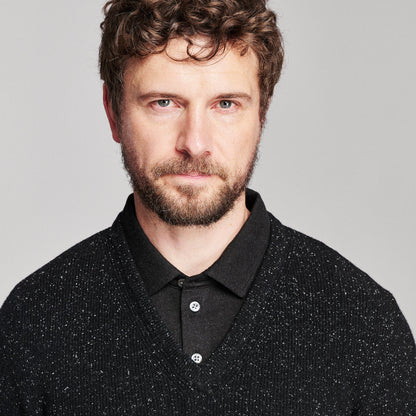 Billy Reid Long Sleeve Herringbone Polo