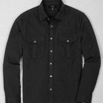 Rivay Cortina Brushed Cotton Camp Shirt in Dark Olive - Dark Olive