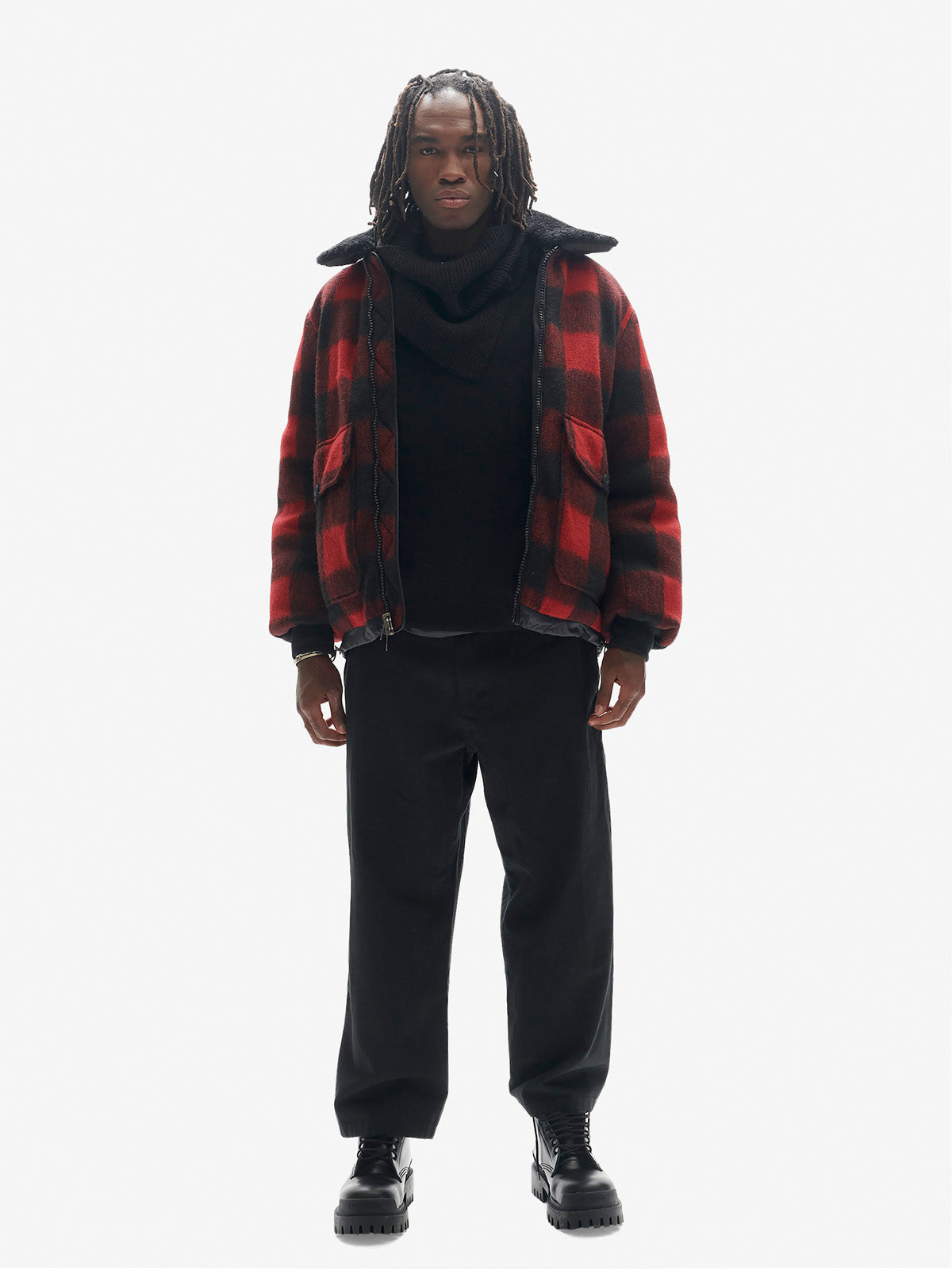 Holden Plaid Down Field Jacket Black Plaid