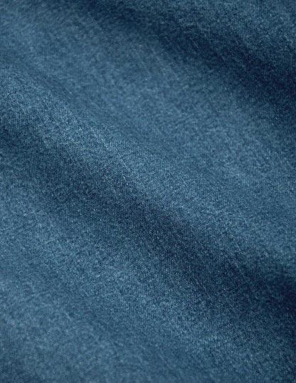 Ennis Selvedge Denim Western Shirt in Medium Wash