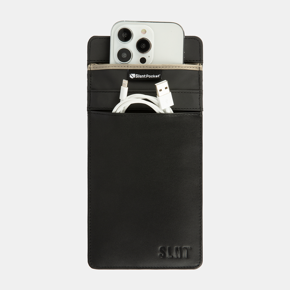 SLNT Faraday Phone Sleeve Medium Black Leather