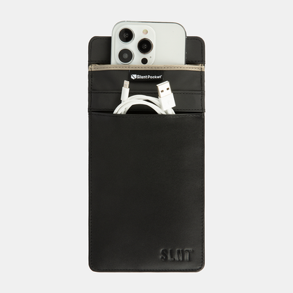 SLNT Faraday Phone Sleeve Medium Black Leather