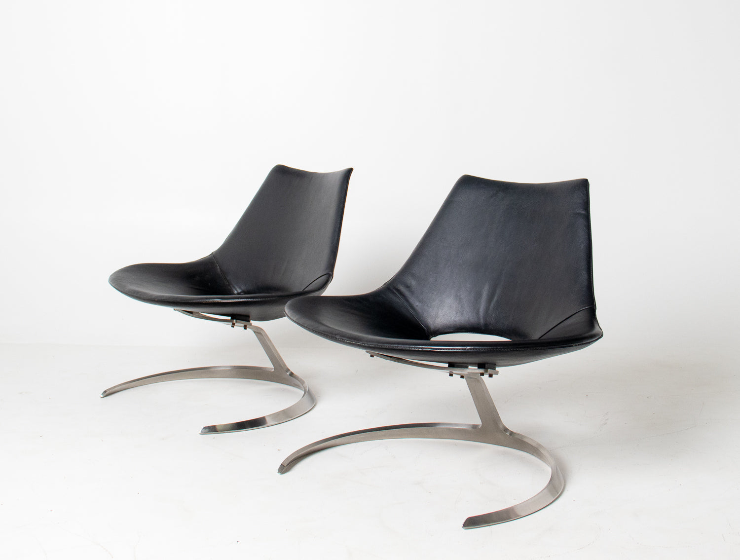 Pair of "Scimitar" Lounge Chairs by Preben Fabricius and Jørgen Kastholm