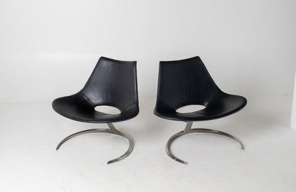 Pair of "Scimitar" Lounge Chairs by Preben Fabricius and Jørgen Kastholm