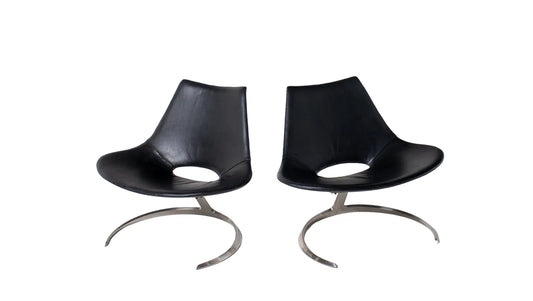 Pair of "Scimitar" Lounge Chairs by Preben Fabricius and Jørgen Kastholm
