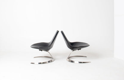 Pair of "Scimitar" Lounge Chairs by Preben Fabricius and Jørgen Kastholm