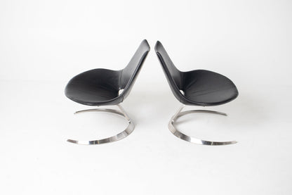 Pair of "Scimitar" Lounge Chairs by Preben Fabricius and Jørgen Kastholm